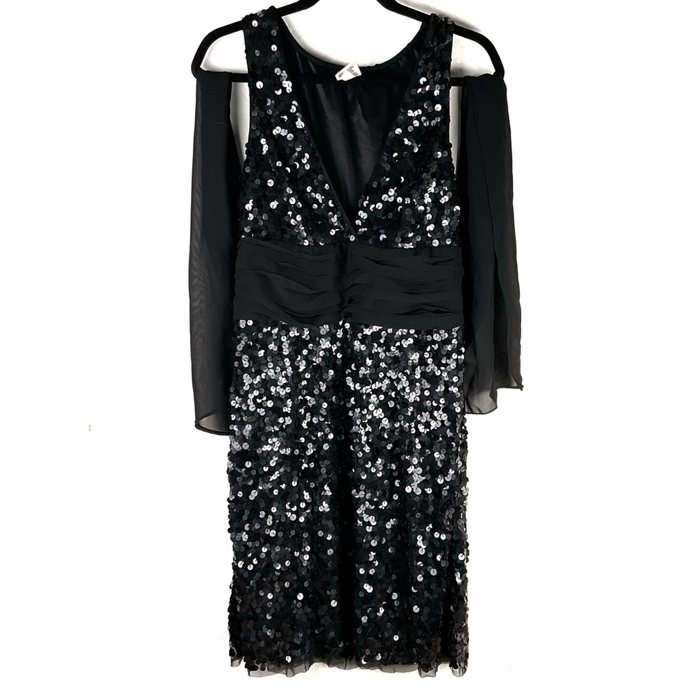 Boston Proper Black Sequin Dress with Sash - Picture 2 of 7